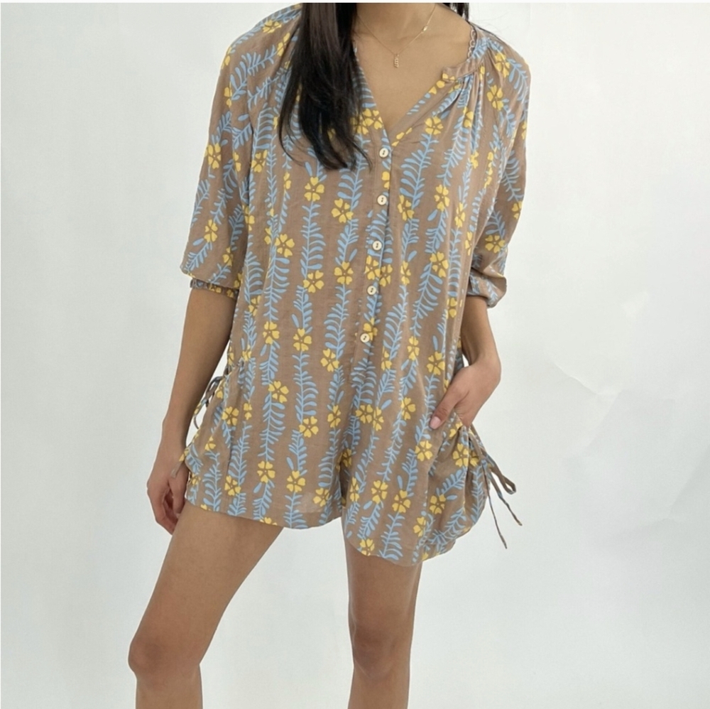 Talulah Tuscan Romper Sz.S Tan/ Yellow